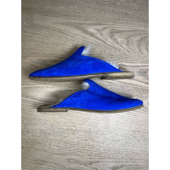 New! Sabah Electric Blue Suede Shearling Baba Mule Slipper Size 43 Men’s 10-10.5 main image 10